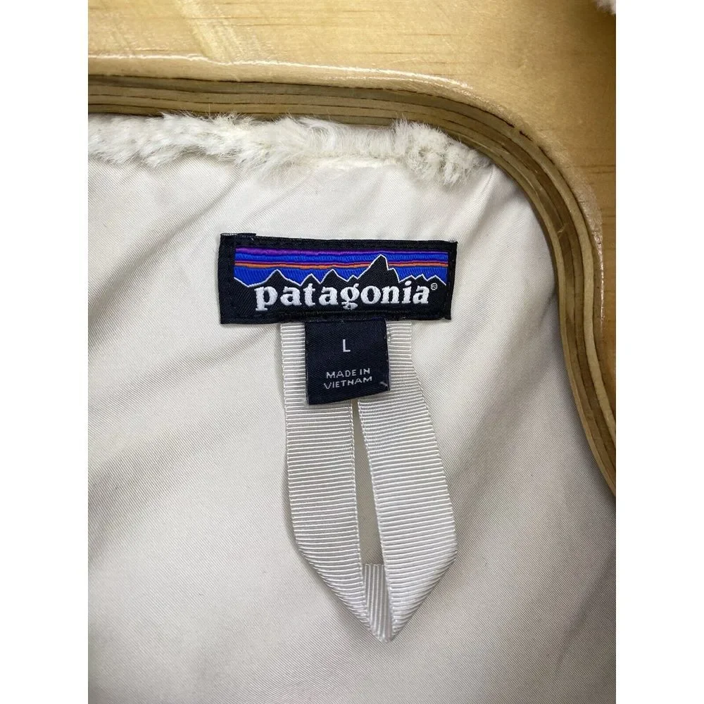 Patagonia Women's Lunar‎ Frost Faux Fur Full Zip Jacket Cream Large- Read - Picture 8 of 10